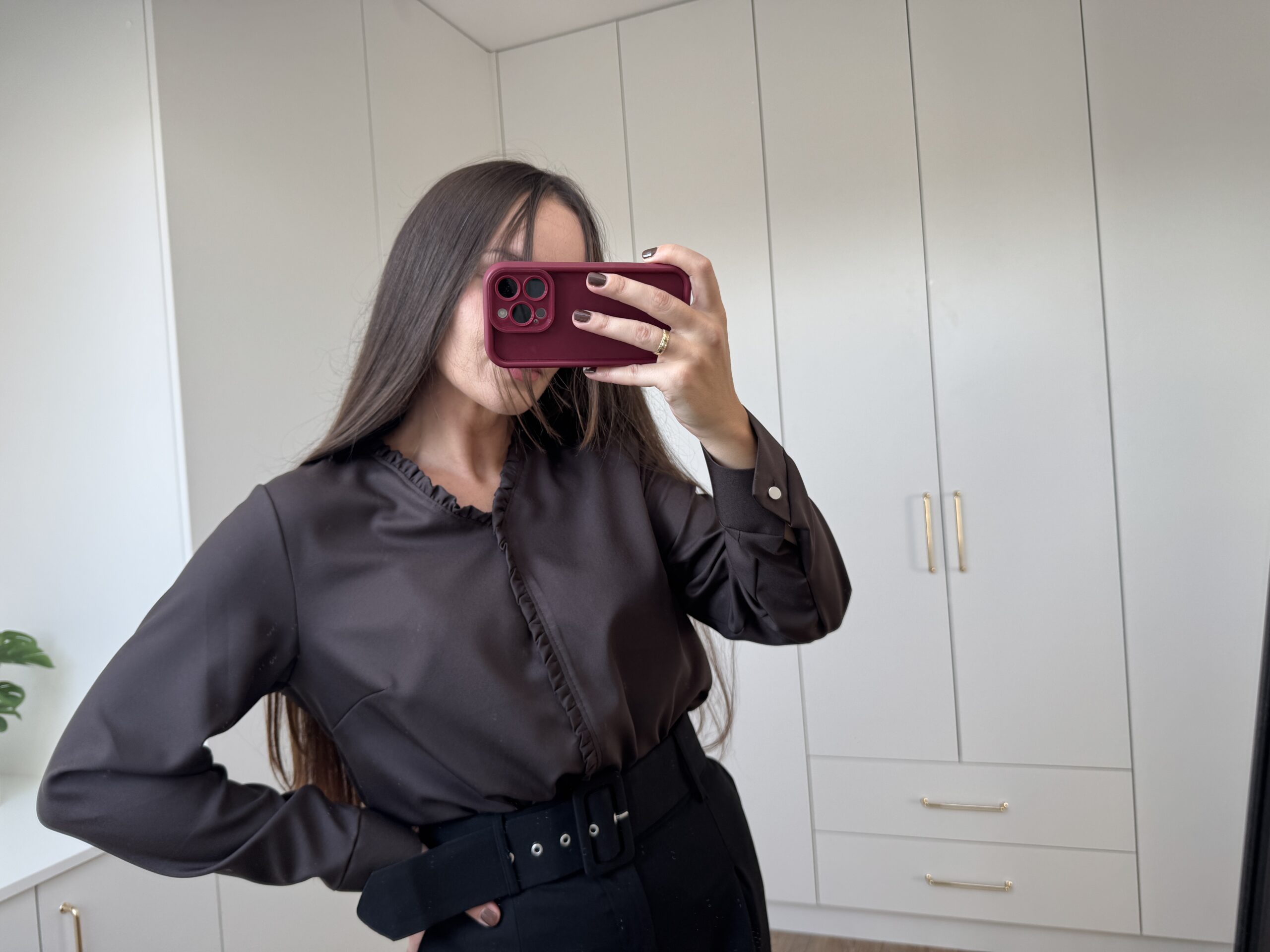Bluzka Elegancka Brązowa Bluzka Elegancka Brązowa