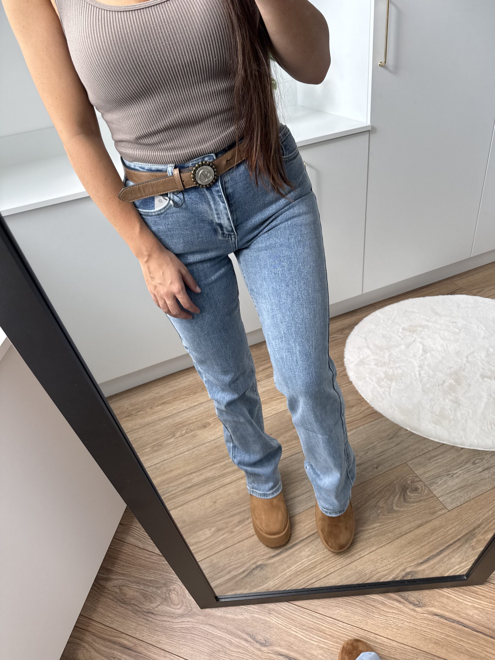 Spodnie Jeansy Prosta Nogawka Spodnie Jeansy Prosta Nogawka