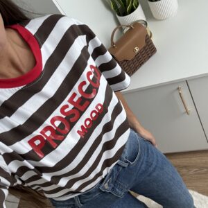 T-shirt W Paski Z Nadrukiem