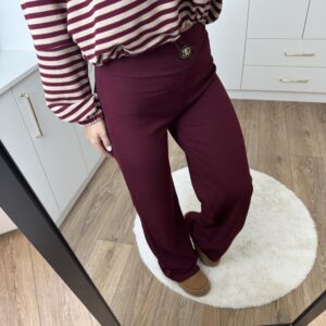 Legginsy Damskie Prążkowane Z Szeroką Nogawką
